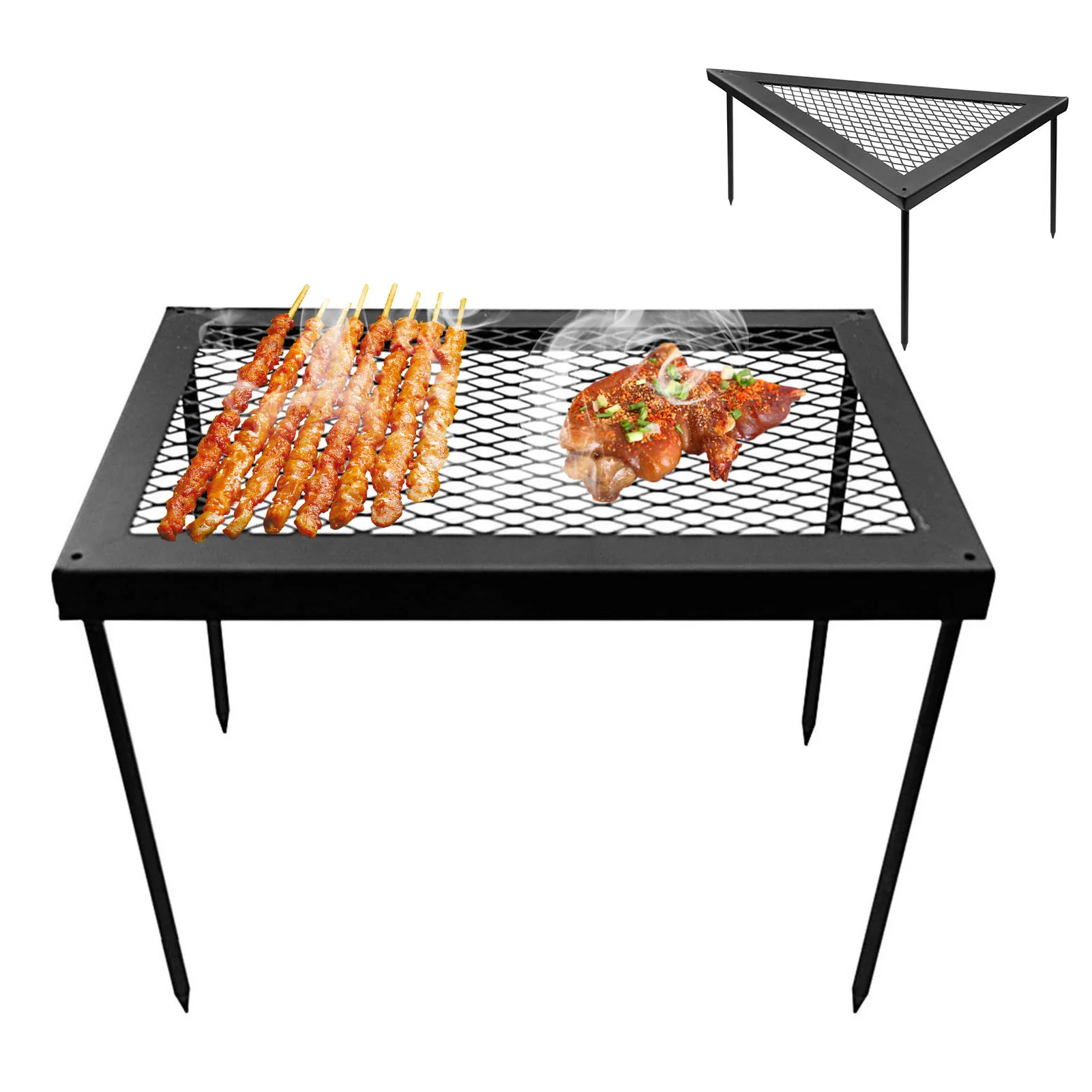 

Iron Net Table Outdoor Camping Picnic Travel Portable Folding Small Table Cooking Barbecue Grill Drain Fire Camp Grill Racks