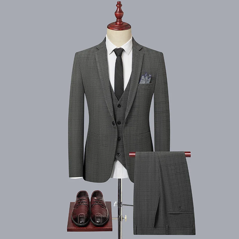 

2023 эксклюзивный (костюм + жилет + брюки) мужской модный Комплект из трех предметов для делового отдыха свадьбы жениха