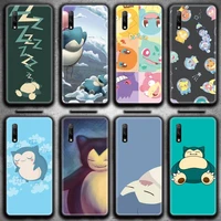 cute pokemon snorlax phone case for huawei honor 30 20 10 9 8 8x 8c v30 lite view 7a pro