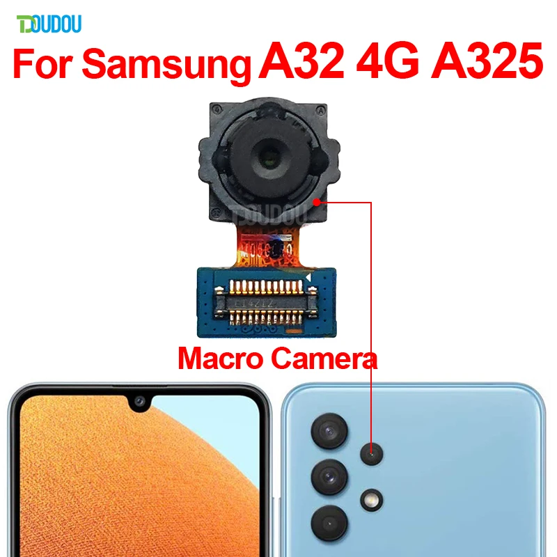 Задняя передняя камера A32 4G для Samsung SM-A325F A325M A325N Маленькая макрообразная глубина