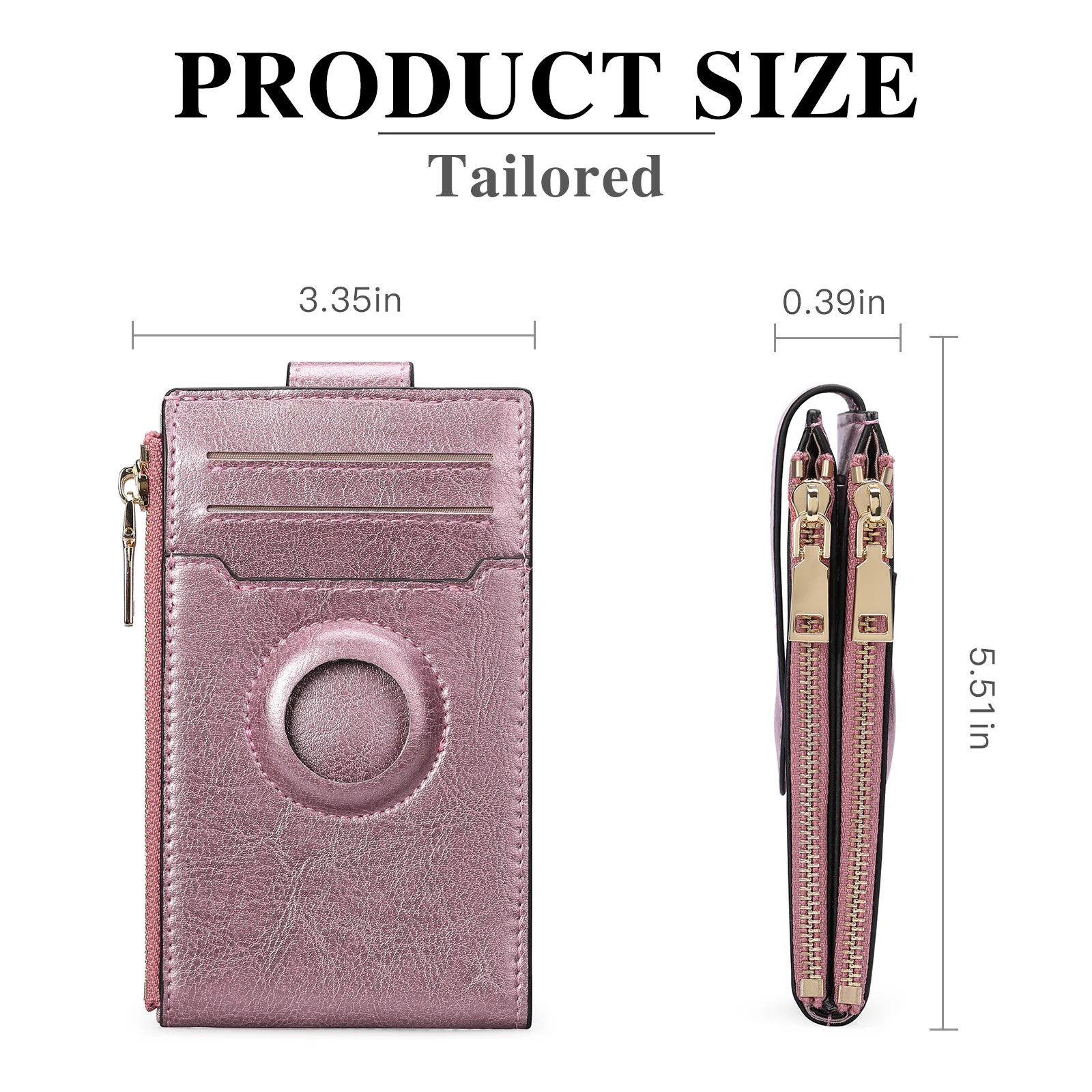 Double Zipper Airtag Wallet Holder Genuine Leather RFID Blocking 13 Card Slots Wallet for Men Women Airtag Tracking Case