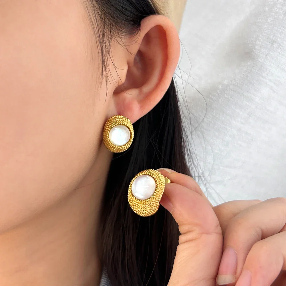 Элегантная женская бижутерия с крупным широким покрытием из золота 304L блестящий