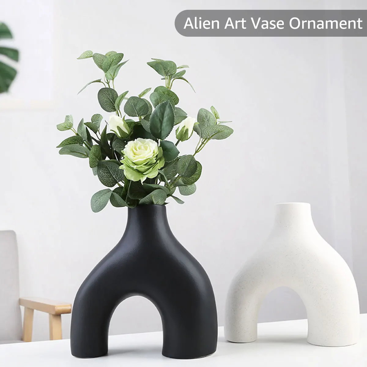 

Керамическая бежевая ваза, нестандартные цветочные вазы для пампасной травы, нейтральные цветочные вазы в стиле бохо в скандинавском миним...