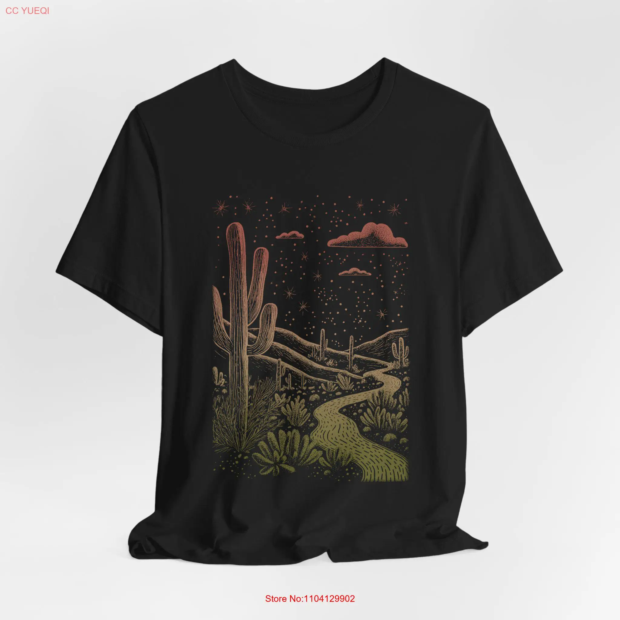 Фото Футболка Starry Cactus Garden Lover Cute Cacti в винтажном стиле для нее с длинными или короткими рукавами №1