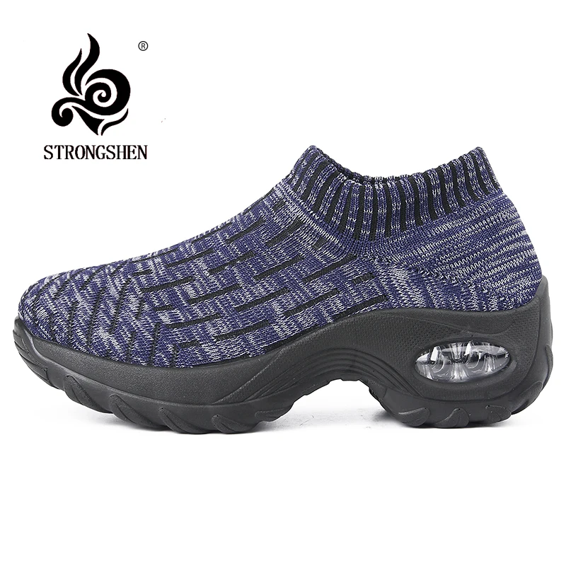 STRONGSHEN Women Shoes Flat Casual Non-slip Platform Sneakers For Women Mesh Sock Lady Shoes Outdoor Walking Woman Sneakers