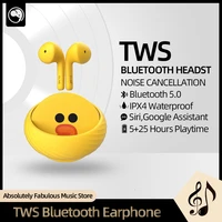 lft08 bluetooth 5 0 earphones ipx4 waterproof true wireless headsets in ear anc denoise smart charing headphones 25h playtime