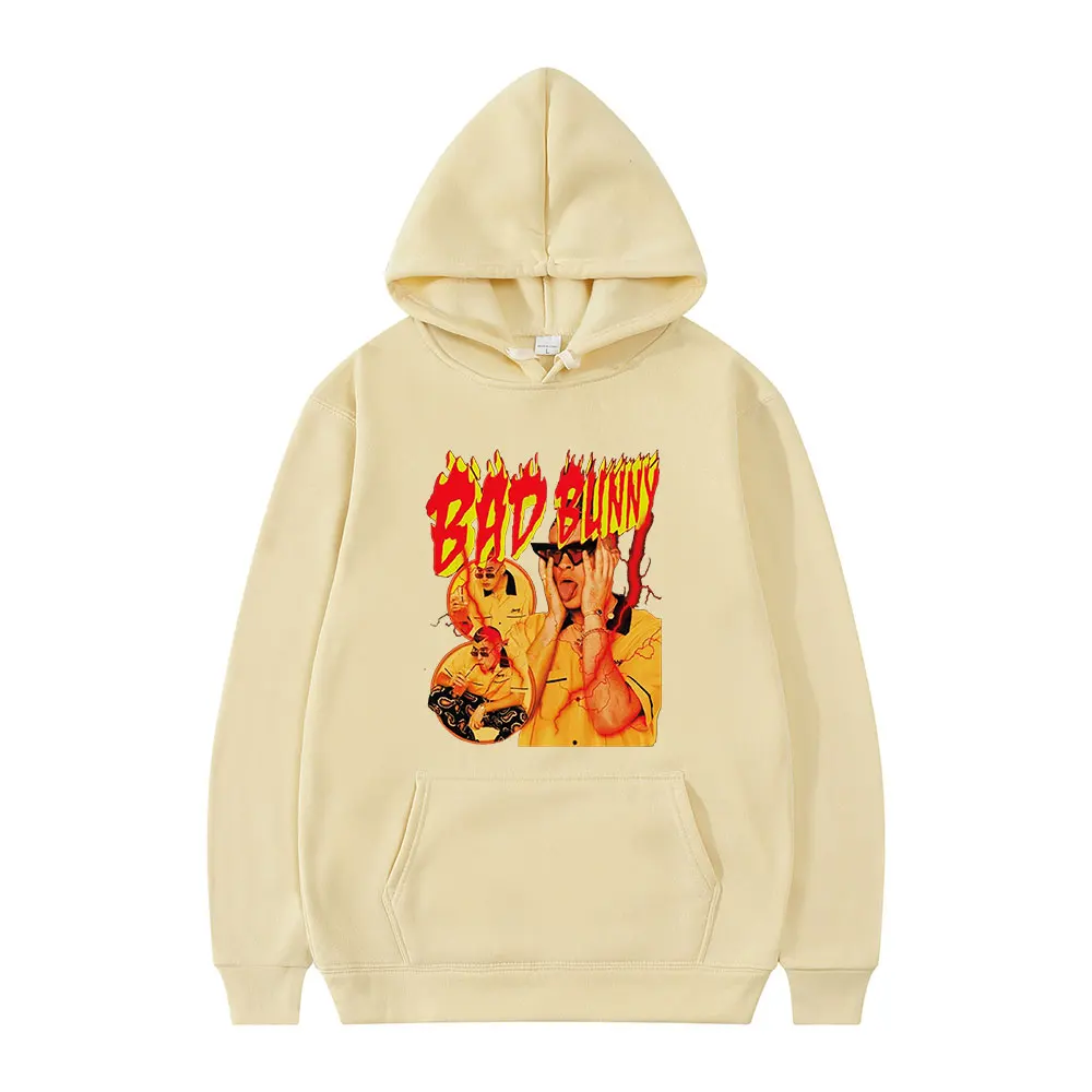

Rapper Bad Bunny 2022 High Street Harajuku Pop Print Winter Long Sleeve Thick Loose Casual Woman Hoodie Oversized Hip Hop