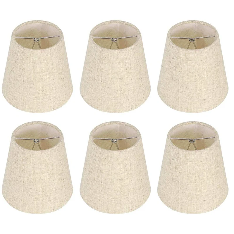 

Small Lamp Shade Clip on Bulb Set of 6 for Candelabra Bulbs, Barrel Fabric Lampshade for Table Chandelier Wall Lamp