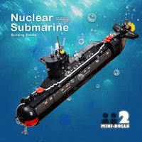 creative military nuclear submarine building blocks ww2 weapon arms bricks set model construction diy toys for children boy gift
