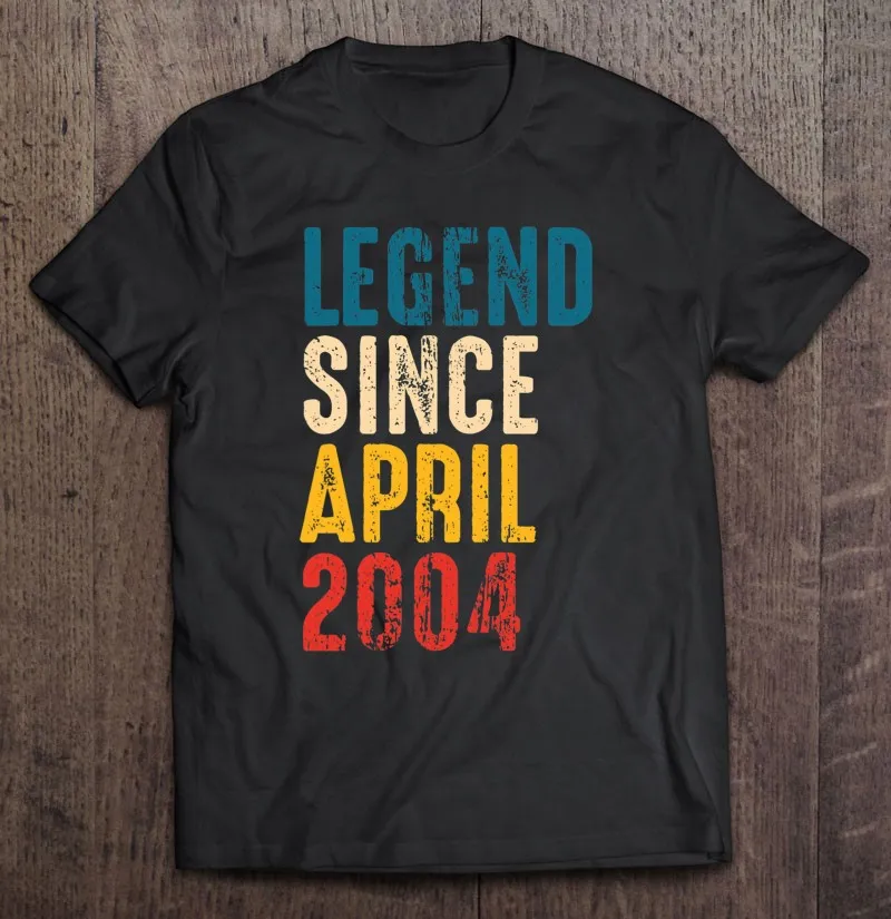 

Футболка мужская Винтажная с надписью «Legend» на день рождения с апреля 2004 - 18 лет