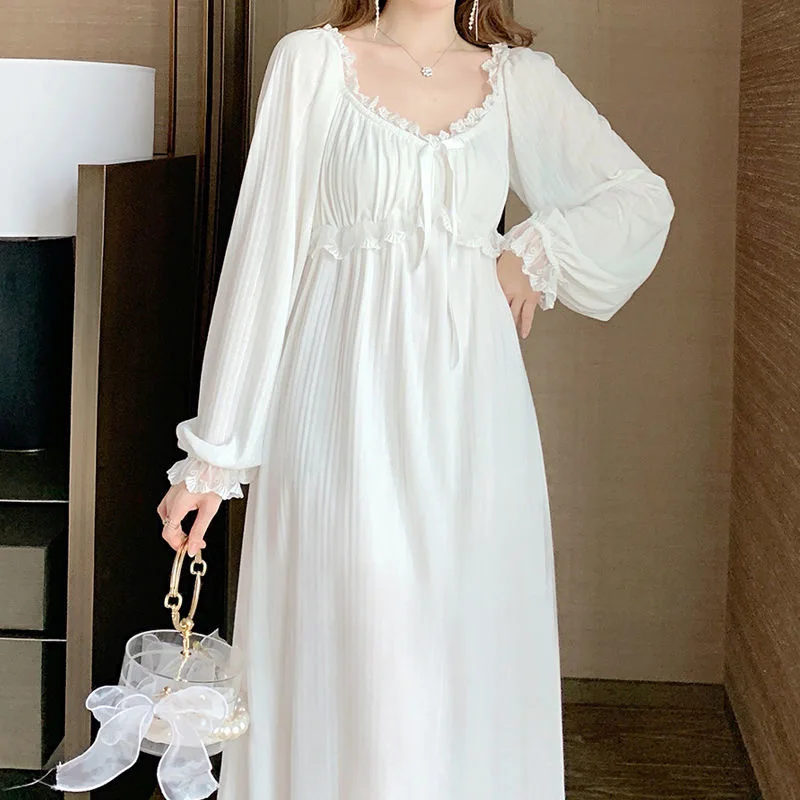 

Cotton Nightgowns for Women New Long Sleeve Night Dress Large Size Loose White Nightdress Ladie's Casual Nightwear Nightshirt
