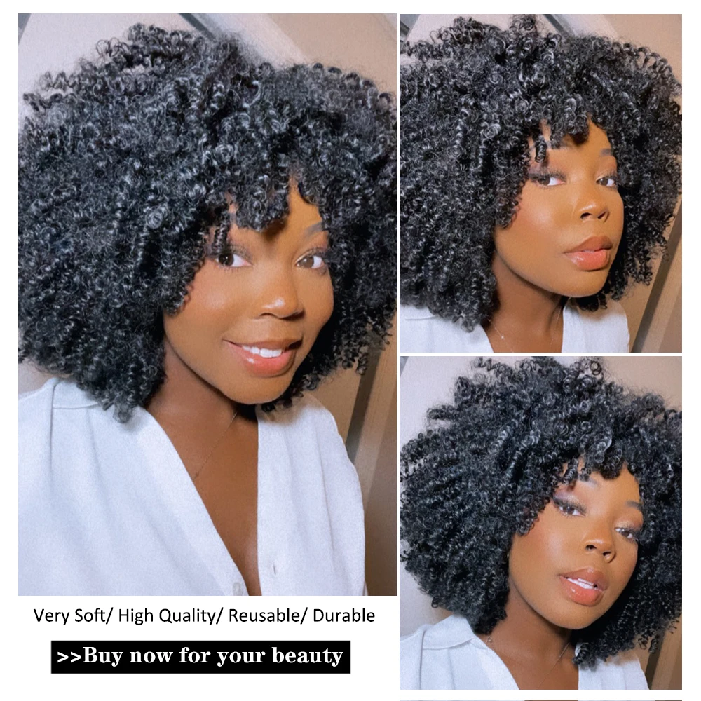 Короткий кудрявый парик 16 дюймов синтетический блонд Омбре афро с челкой для