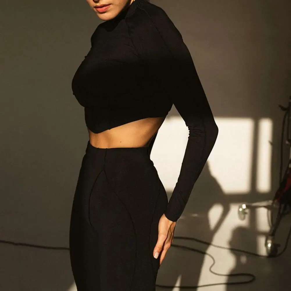 

2 Pcs/Set Crop Top Pants Set Popular Leggings Matching Gym Clothes Fitness Outfit Set Lady Outfit Set