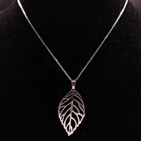 2022 fashion leaf stainless steel necklace women jewelryy silver color necklace jewelry accesorios donna n17924s07