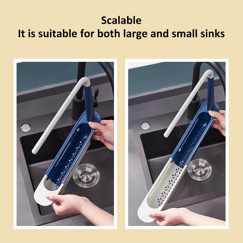 telescopic sink shelf kitchen sinks household washing tray soap sponge holder adjustable sink drain rack basket kitchen gadgets free global shipping