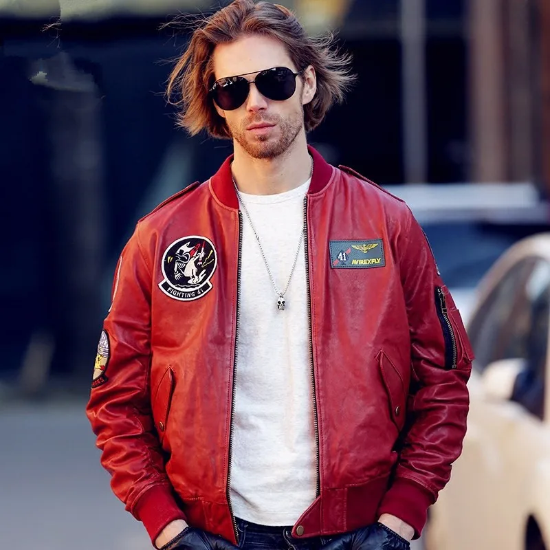 Красная Весенняя мужская куртка в стиле милитари размера плюс 6XL из натуральной