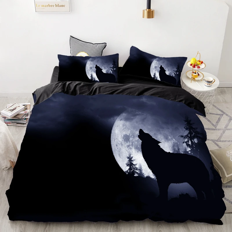 

Hot 3PCS Wolf Tiger Lion Animal Pattern Bedding Sets Home Bedclothes Super King Cover Pillowcase Comforter Textiles Bedding Set