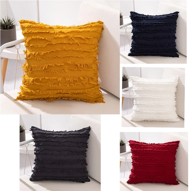 

Fashion Tassels Cushion Cover Pillowcase Solid Color Pillow Case Decor Sofa Throw Pillows Room Cover Decorative Christmas Decor