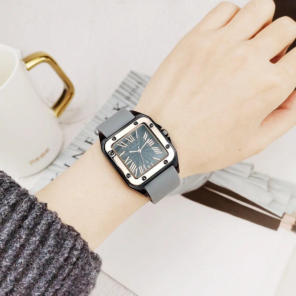 China Quartz Movement  Roman Square Watches  Fashion Wristwatch Ladies Rose Gold Watches Gift For Girlfriend Men Clock Female