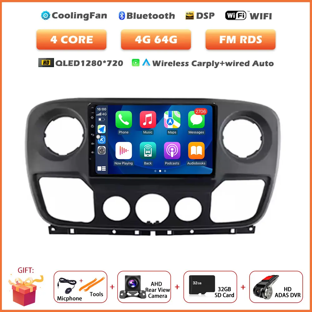 Android 15 авто для Nissan NV400 Opel Movano для Renault Master III 3 2010-2019, автомобильный мультимедийный радиоплеер, беспроводной Carplay GPS