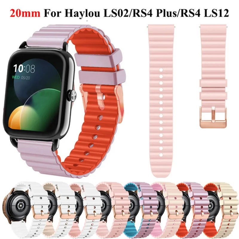 

Soft Silicone 20mm Watchband Strap for Haylou RS4 Plus Smart Watch Band Replacement Bracelet Haylou RS4/LS02 Sport Wristband