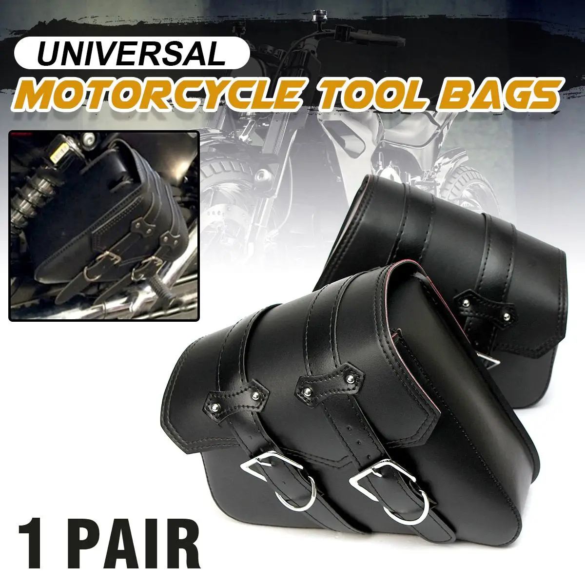 

A Pair Universal PU Leather Saddle Bag Motorcycle Luggage Motorcycle Saddlebags Saddlebags Pouch For Harley Waterproof