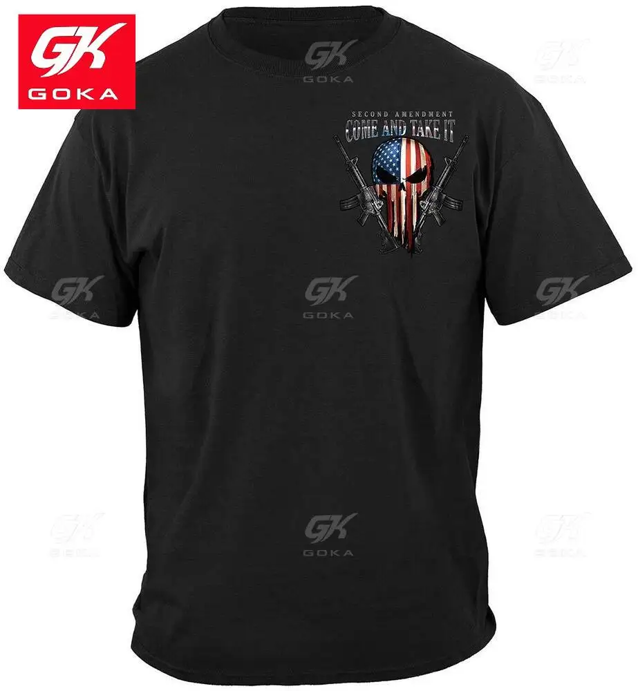 Черная хлопковая футболка с черепом свободы 2-я поправка футболки графическим