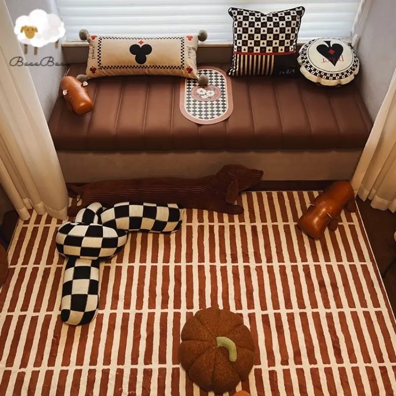 

Мягкие ковры для гостиной, современные коричневые полосатые Коврики для спальни, пушистые детские игровые коврики для детей, плюшевые детс...