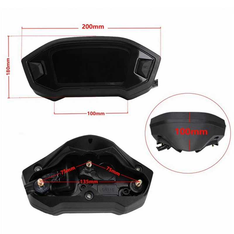 2X Универсальный цифровой мотоцикл с ЖК-дисплеем Спидометр 13000 об/мин подсветка