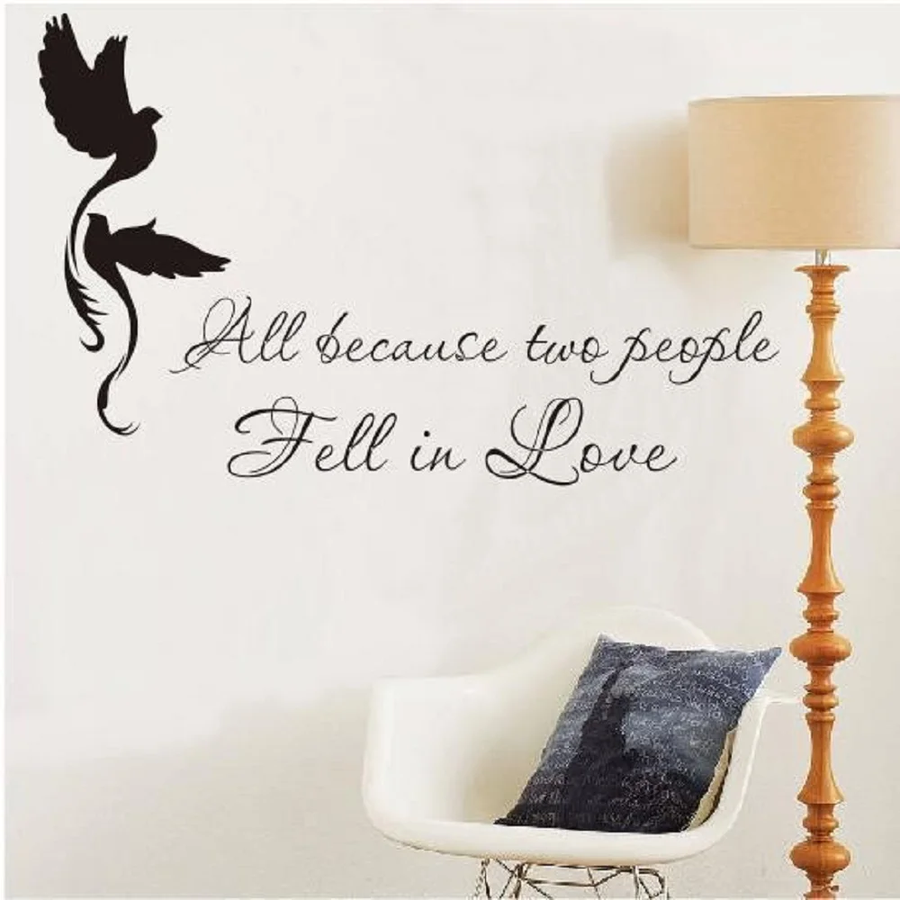 

Two People Fell In Love home decor creative quote wall decal 8070 decorative adesivo de parede removable vinyl wall sticker