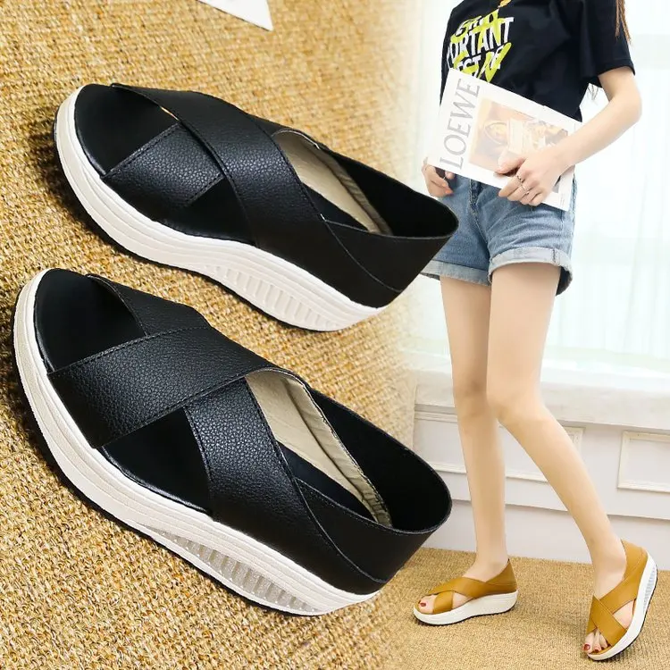 

Женские сандалии 2022, летние однотонные модные удобные женские пляжные туфли в стиле ретро, сандалии на толстом каблуке, Женская нескользяща...