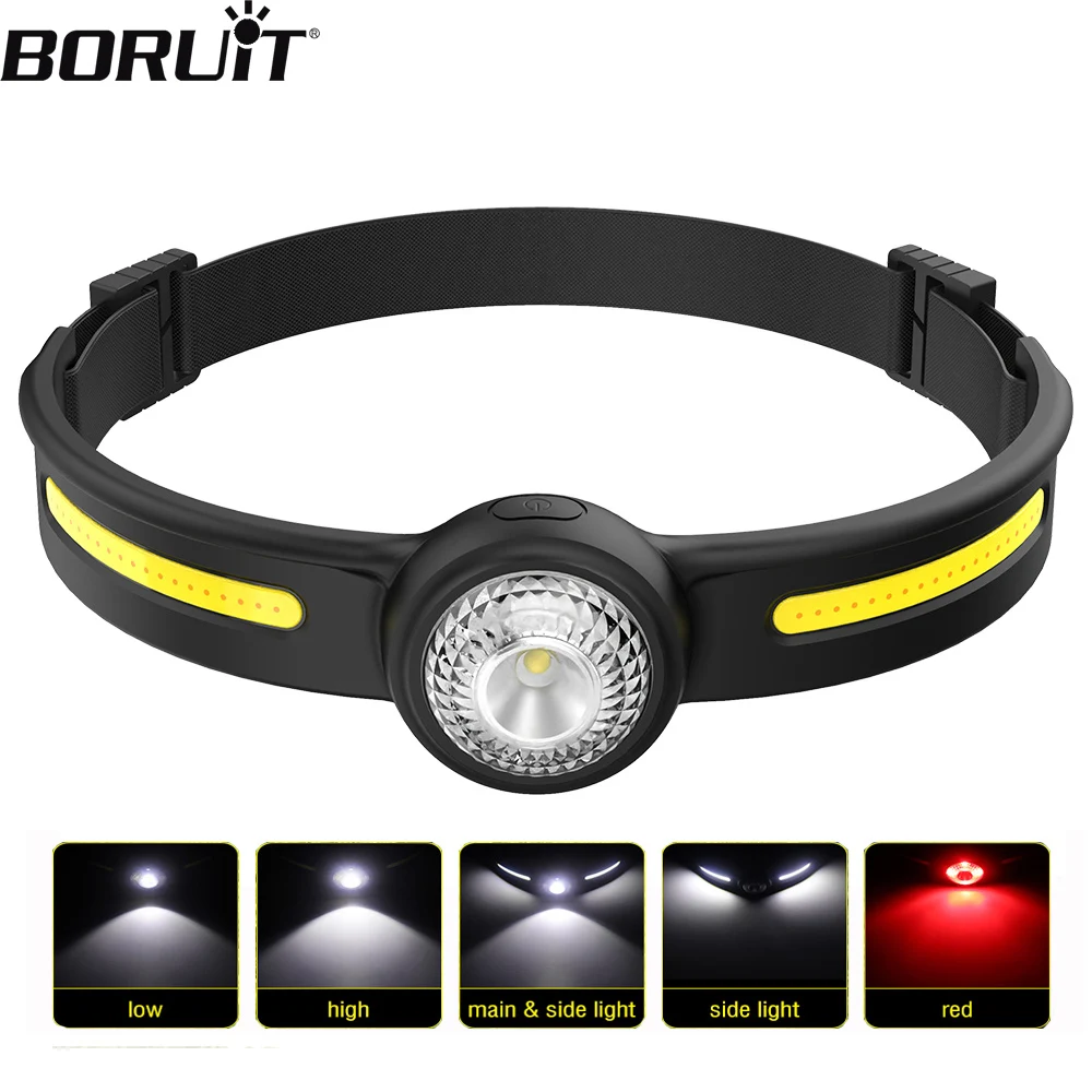

BORUiT GT10 Mini Silicone Headlamp Portable Foldable Lightweight Headlight 5-Modes Type-C Rechargeable Head Torch Emergency use