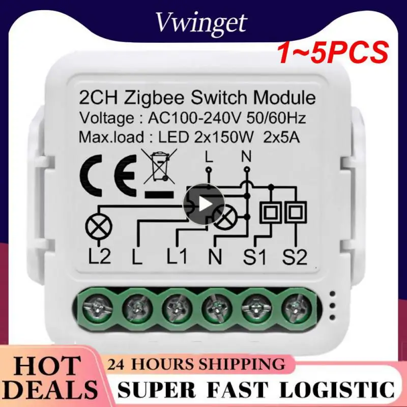 

1~5PCS Tuya ZigBee 3.0 Smart Switch Module No Neutral Wire Required Smart Home DIY Light Breaker Works with Alexa Google Home