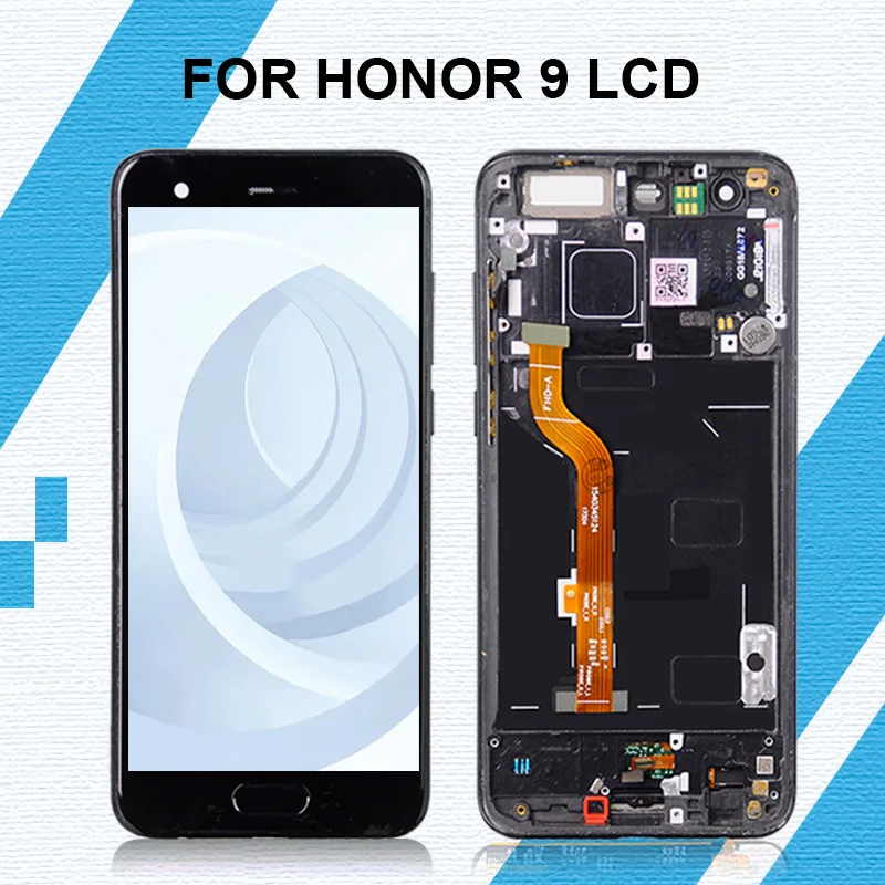 

ЖК-дисплей 5,15 дюйма для Huawei Honor 9, сенсорная панель, стеклянный экран, дигитайзер в сборе, бесплатная доставка с рамкой