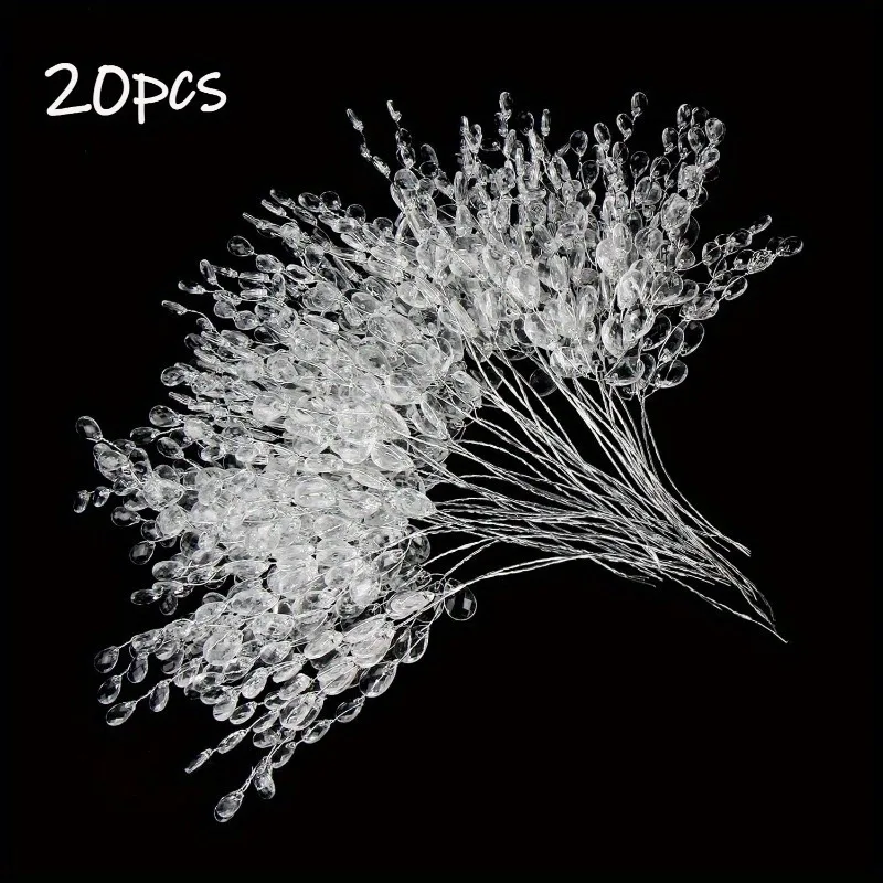 

20 шт. Акриловых стеблей с ягодами и кристаллами