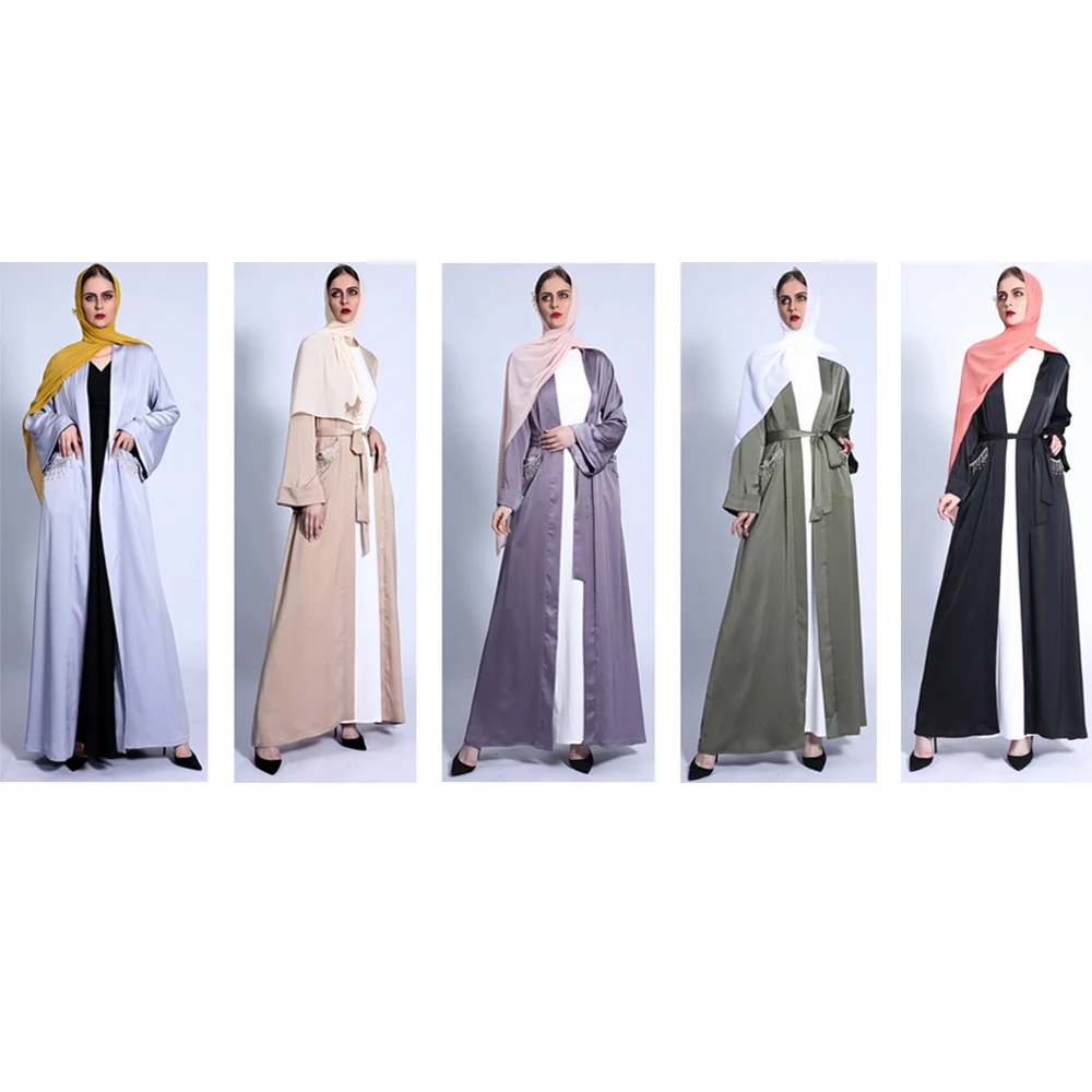 Trendy Flare Sleeve Fancy Abaya for Women Muslim Saudi Dubai Kaftans Caftan Open Kimono Islamic Robe Fashion Cardigan Maxi