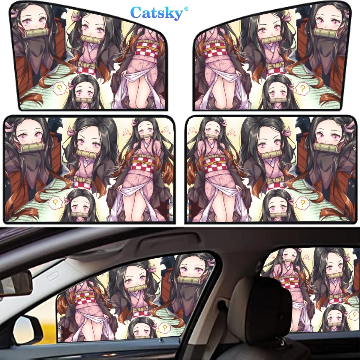 

Demon Slayer Kyojuro Rengoku 4 Pieces Privacy Car Window Sun Shades Magnetic Blackout Car Window Covers Car Curtains