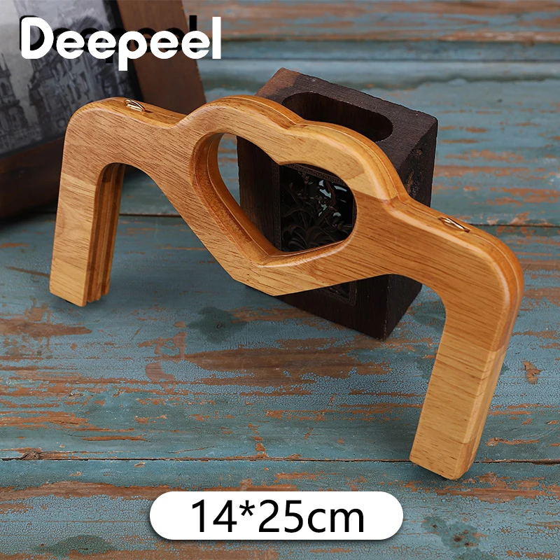 1Pc 23-28cm New Solid Wood Bags Handle DIY Handmade Screw Kiss Clasp Wooden Handls Purse Frame Handbag Sewing Brackets Accessory