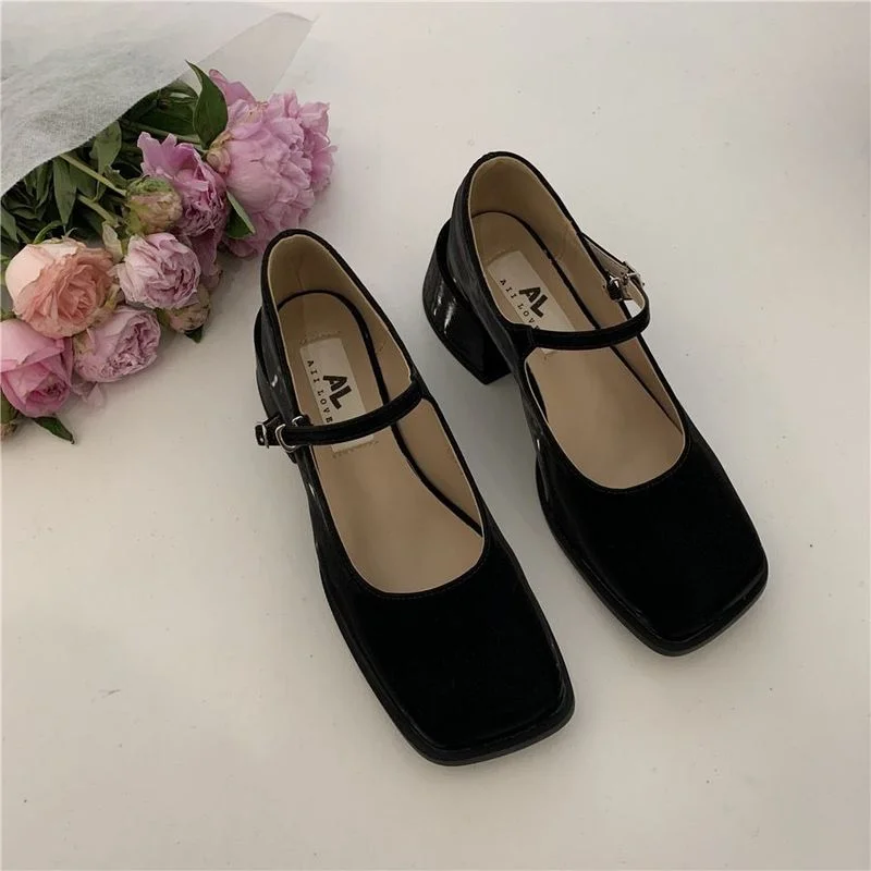 

Туфли-лодочки женские в стиле ретро, маленький квадратный носок, кожа, высокий каблук, Простые Модные, большие размеры