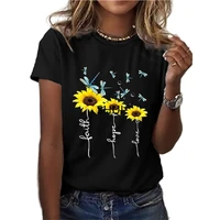 womens sunflower elegant 2021 summer womens top 3d printed round neck t shirt fashionable comfortable polyester short sleeve