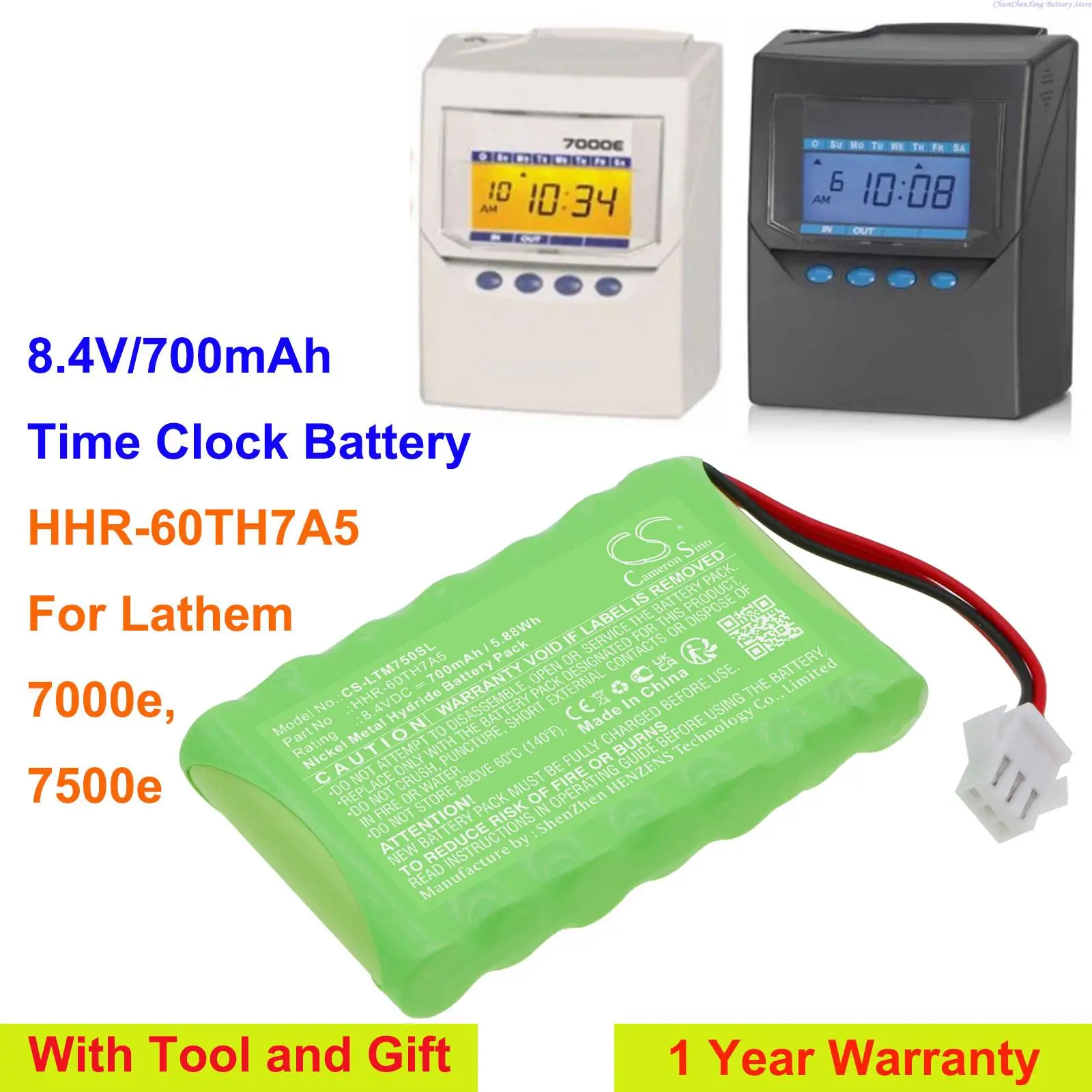 Аккумулятор для часов Cameron Sino 700 мАч HHR-60TH7A5 Lathem 7000e 7500e