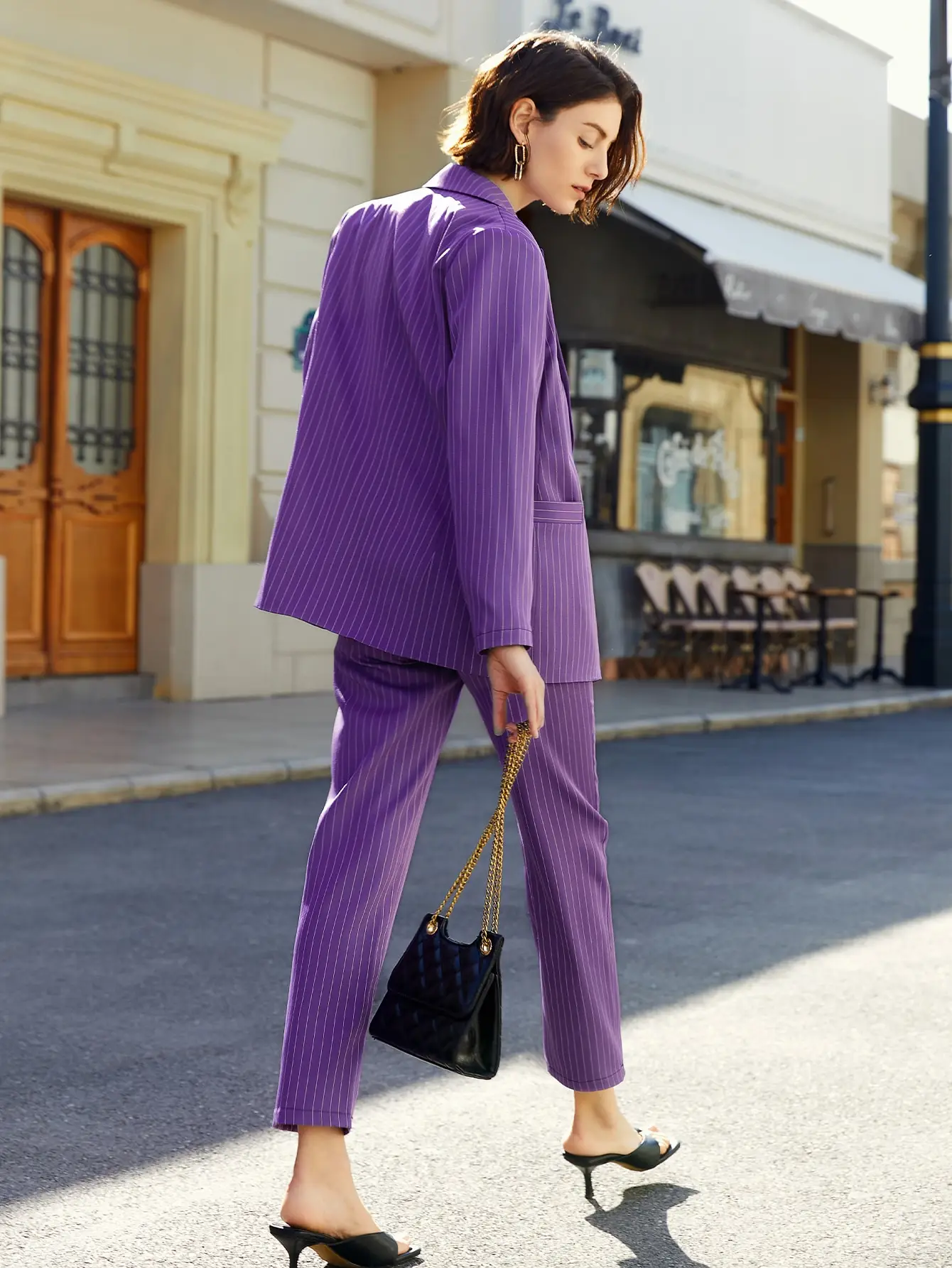 AEL женский пиджак осень 2024 новая мода полосатый свободный повседневный пальто