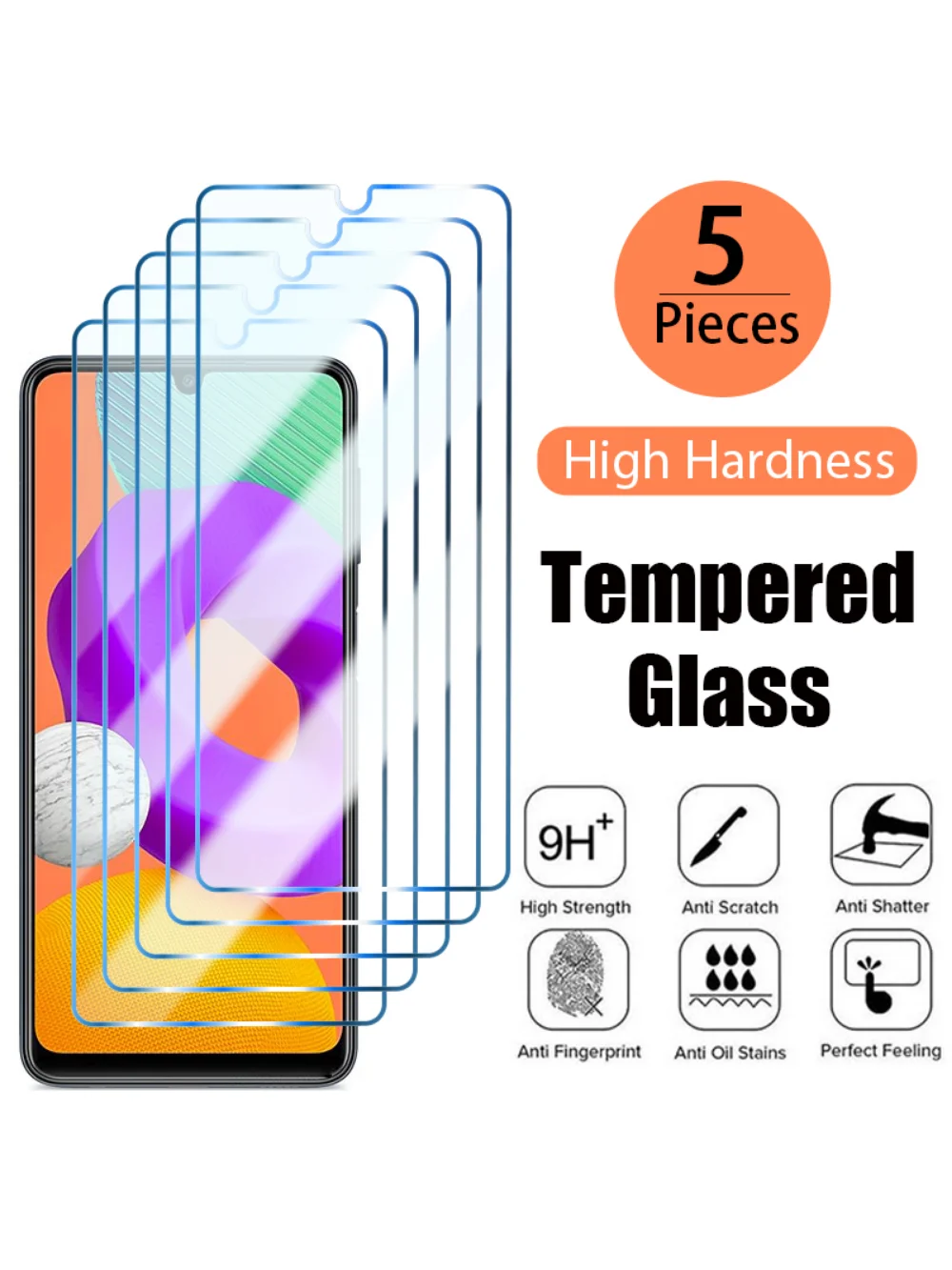 999H 5PCS Tempered Film For Xiaomi Redmi Note 10 11 9 8 7 Pro 9A 9C 8A 7A Glass Protective Glass For Redmi Note 10 9 10S 8 7 8T