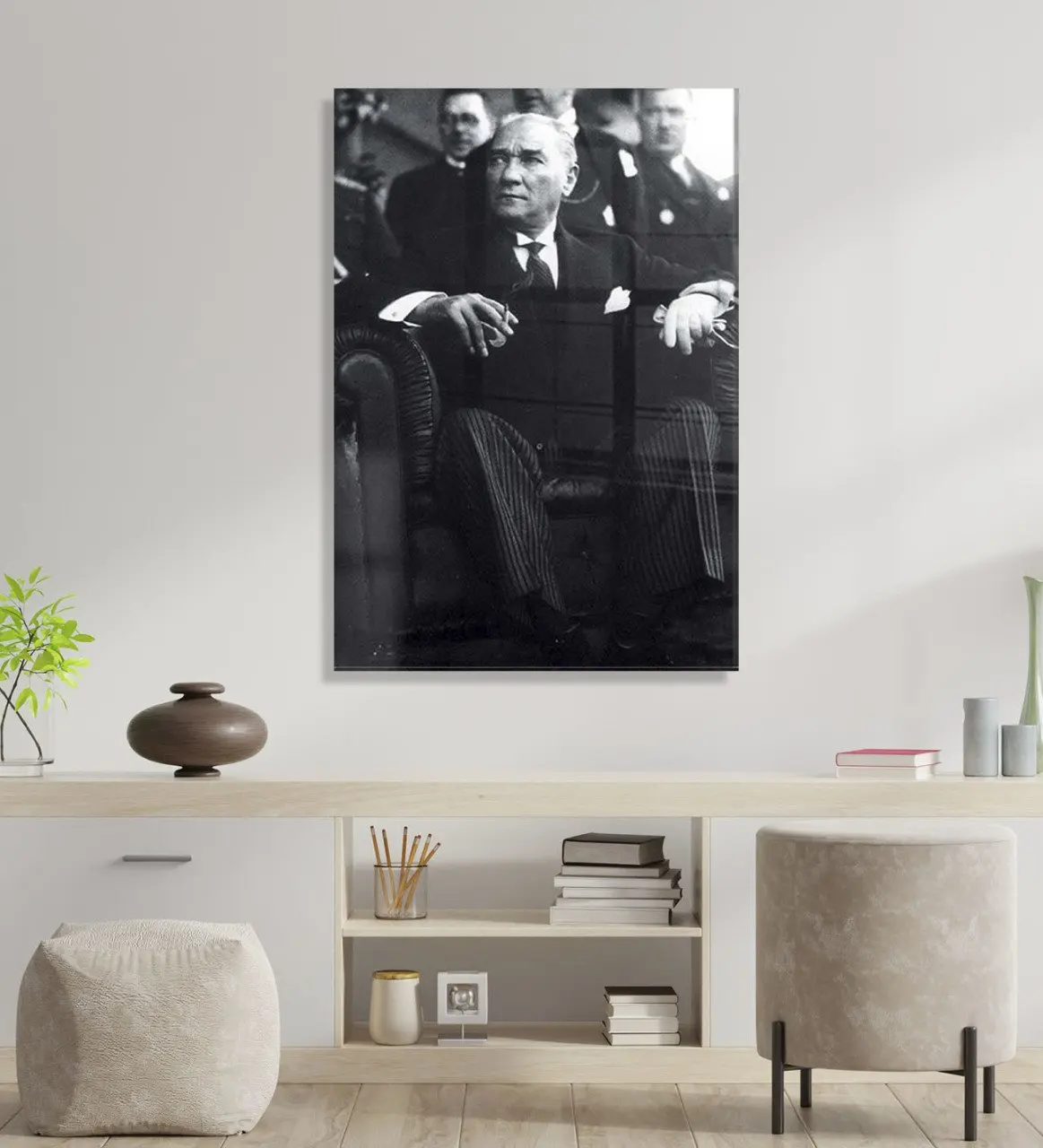 

BK подарок ataturk тематический стеклянный стол 45x65cm-2