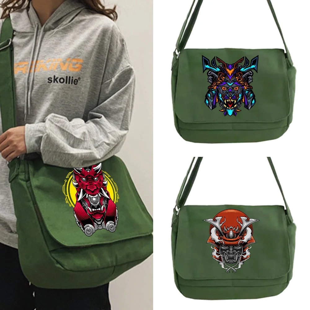 

Messenger Bags Simple Japanese Style Shoulder Canvas Bag Women Casual Version All-match Crossbody Case Monster Print Organizer