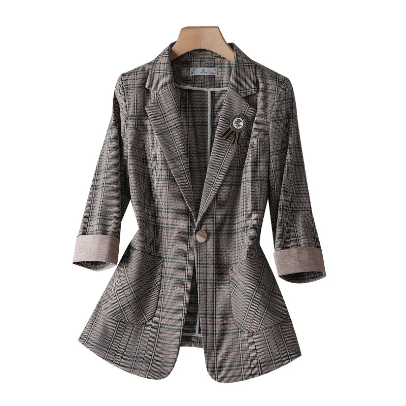 Клетчатый маленький костюм женская верхняя одежда новинка 2024 корейская мода