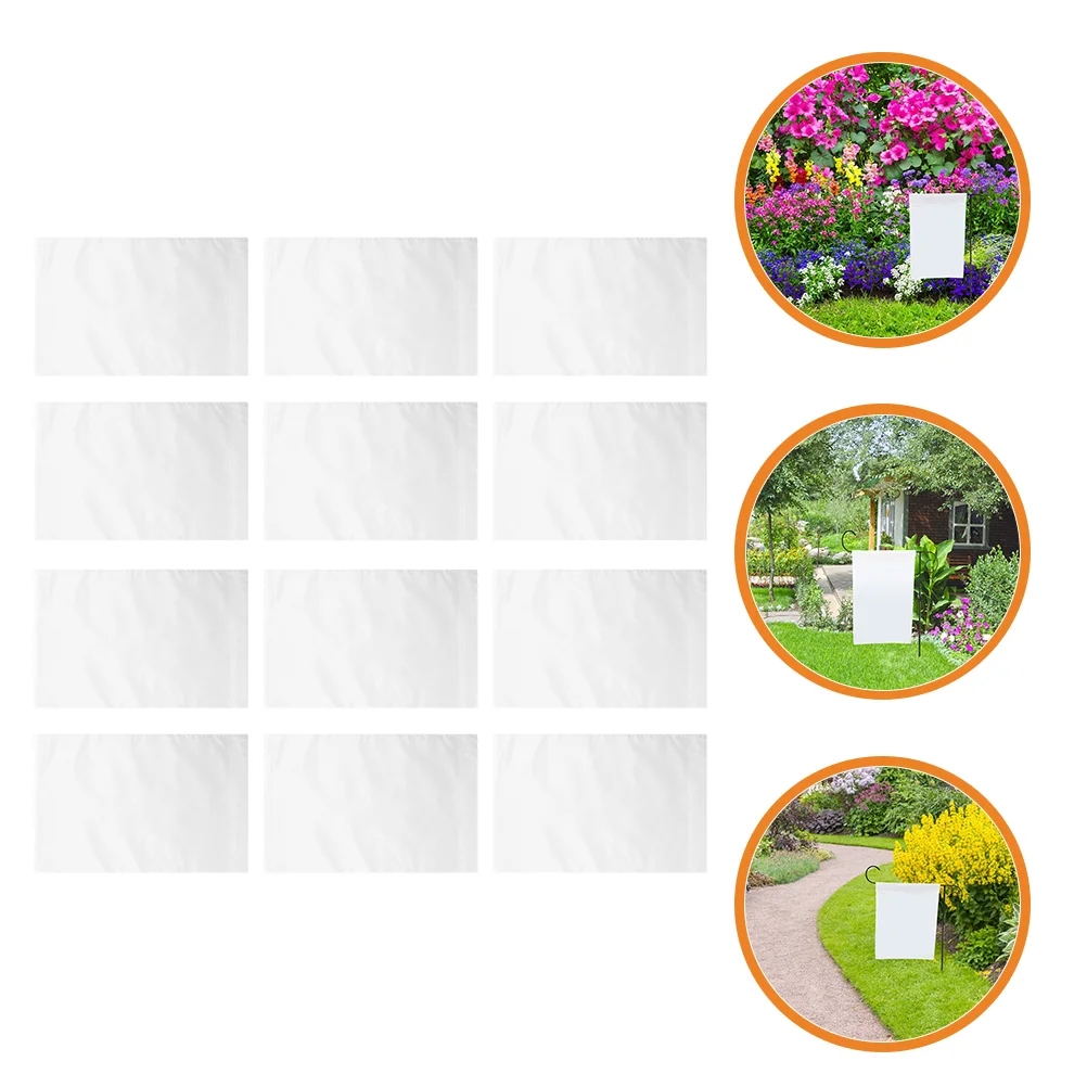 

12 Pcs Courtyard Outdoor Flags White Garden Flag Blank Lawn Flags Outdoor Sign Blank Garden Flag Product Blank Polyester Flag