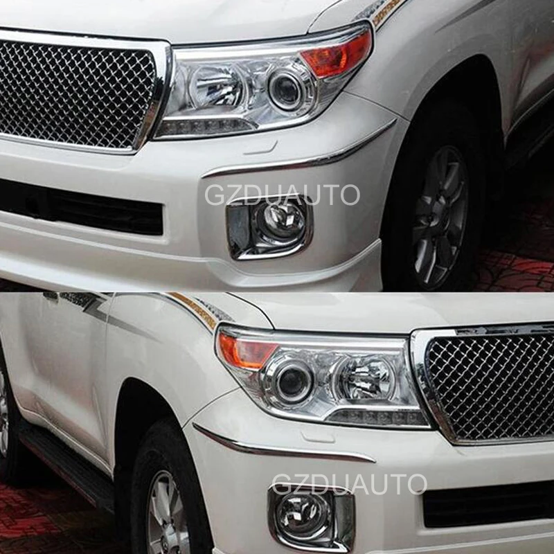 High quality  Abs Chrome Front bumper trim for Toyota Land Cruiser FJ200 LC200 2012-2015 Car Stickers Trim protection