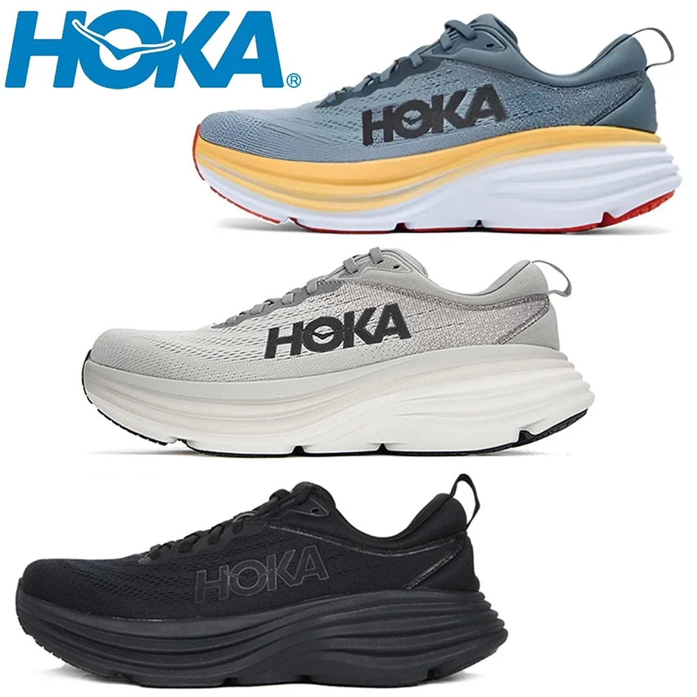 

2023 беговые кроссовки HOKA Bondi 8, дышащие Нескользящие амортизирующие кроссовки для дорожных пробежек, мужская спортивная обувь, повседневные уличные кроссовки для женщин