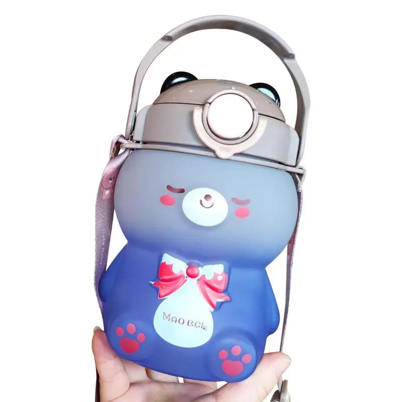 

Toddler Cups With Straws Reusable Toddler Water Cups With Lids And Straws Cute Cat Gradient Kids Water Bottle Leak-Proof Cup